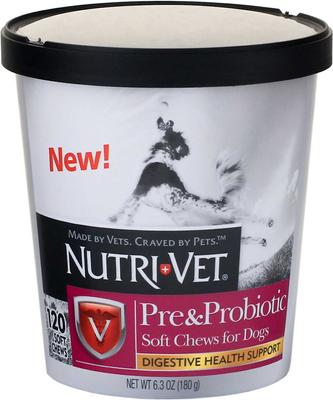 Bundle: Nutri-Vet Fish Oil Softgels Skin & Coat Supplement + Pre & Probiotics Soft Chews Digestive Supplement for Dogs