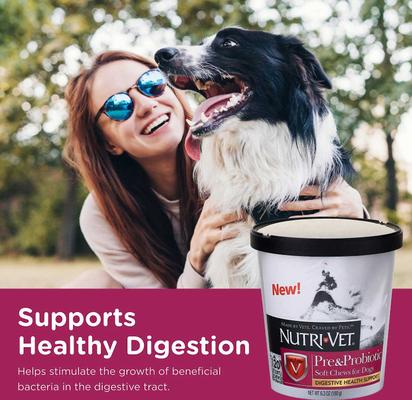 Bundle: Nutri-Vet Fish Oil Softgels Skin & Coat Supplement + Pre & Probiotics Soft Chews Digestive Supplement for Dogs