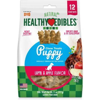 Golosinas de hueso para perro Healthy Edibles de larga duración con sabor a cordero y manzana, tamaño pequeño (4 unidades)
