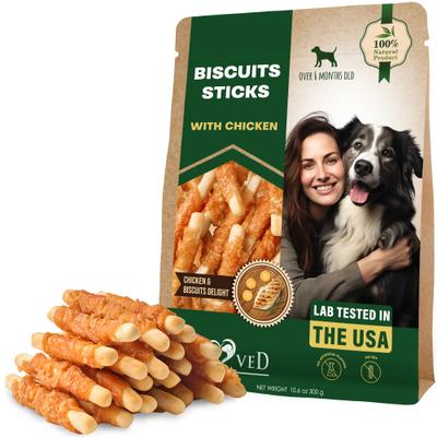 Dried Snacks Biscuit Sticks Chicken Human Grade Rawhide-Free & Grain-Free Natural Dog Chews, 10.6-oz bag