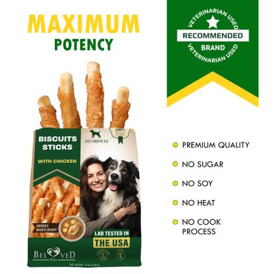 Dried Snacks Biscuit Sticks Chicken Human Grade Rawhide-Free & Grain-Free Natural Dog Chews, 10.6-oz bag