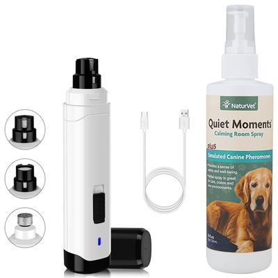 Bundle: NaturVet Quiet Moments Calming Spray for Dogs, 8-oz + PATPET Steel Grit Dog & Cat Nail Grinder