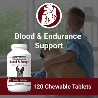 Blood & Energy Blood & Endurance Support Chewable Tablets Dog Supplement, 120 count