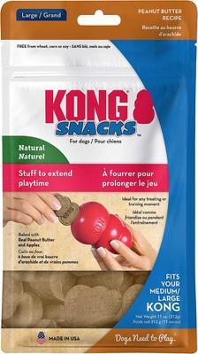 Bundle: KONG Classic Dog Toy, Large + KONG Stuff'N Peanut Butter Snacks Large Dog Treats, 11-oz