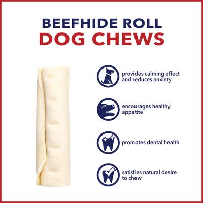 Beefhide Rolls 4 to 4.5-inch Natural Flavored Dog Hard Chews, 22 count