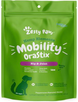 Bundle: Zesty Paws Mobility OraStix Mint Flavored + Probiotic OraStix Mint Flavored Dental Chews for Dogs