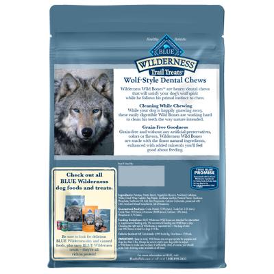 Mini premios dentales para perros Wild Bones sin cereales de Wilderness, bolsa de 27 oz (cantidad variable)