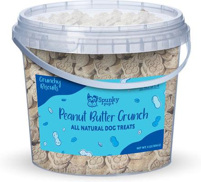Galletas crujientes con sabor a mantequilla de maní para perros, cubo de 4 lb