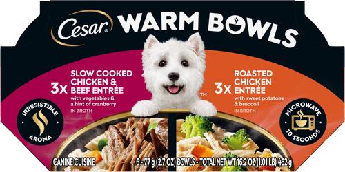 Warm Bowls Roasted Chicken Entree Shredded Wet Dog Food Trays, 2.7-oz tray, case of 10
