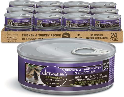 Saucey Pate Chicken & Tuna Recipe Grain-Free Canned Wet Cat Food, 5.5-oz can, case of 24