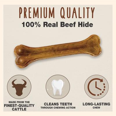Premium Pressed Beef Hide Beef Flavor Dog Bone, 8-in, 6 count