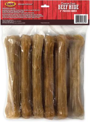 Premium Pressed Beef Hide Beef Flavor Dog Bone, 8-in, 6 count