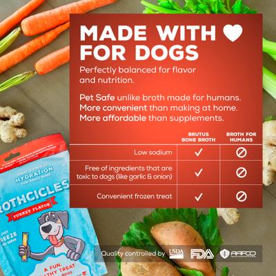 Brothcicles Turkey Bone Broth Flavor with Superfoods for Hydration Dog & Cat Wet Food Topper, 2-oz pouch, case of 6