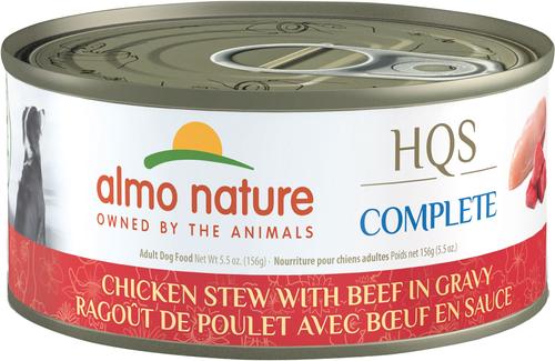 HQS Complete Gluten-Free Chicken Stew with Beef Shredded Canned Wet Dog Food, 5.5-oz, case of 12