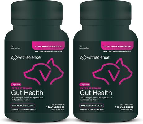 Extra Strength Gut Mega Probiotic & Prebiotic Health Easy-Open Capsules Digestive Supplement for Dogs & Cats, 120 count