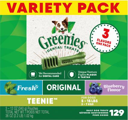 Variety Pack Natural Teenie Dental Dog Treats, 129 count