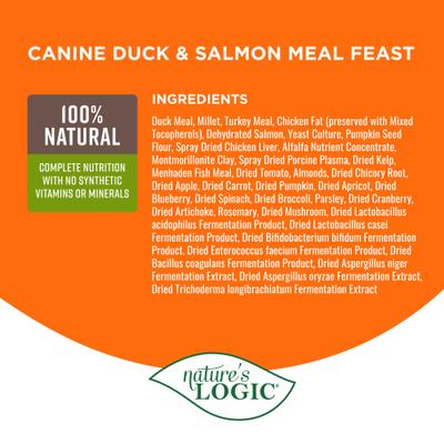 100% Natural Canine Duck & Salmon Meal Feast All Life Stages Dry Dog Food, 4.4-lb bag
