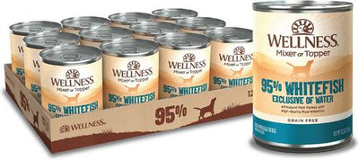 95% Whitefish Natural Grain-Free Wet Dog Food Topper, 13.2-oz can, case of 12