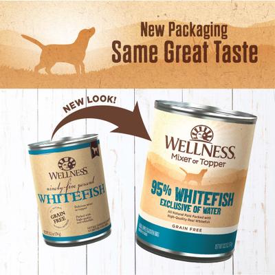 95% Whitefish Natural Grain-Free Wet Dog Food Topper, 13.2-oz can, case of 12