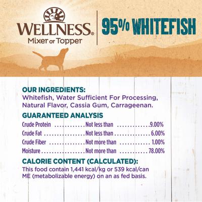 95% Whitefish Natural Grain-Free Wet Dog Food Topper, 13.2-oz can, case of 12