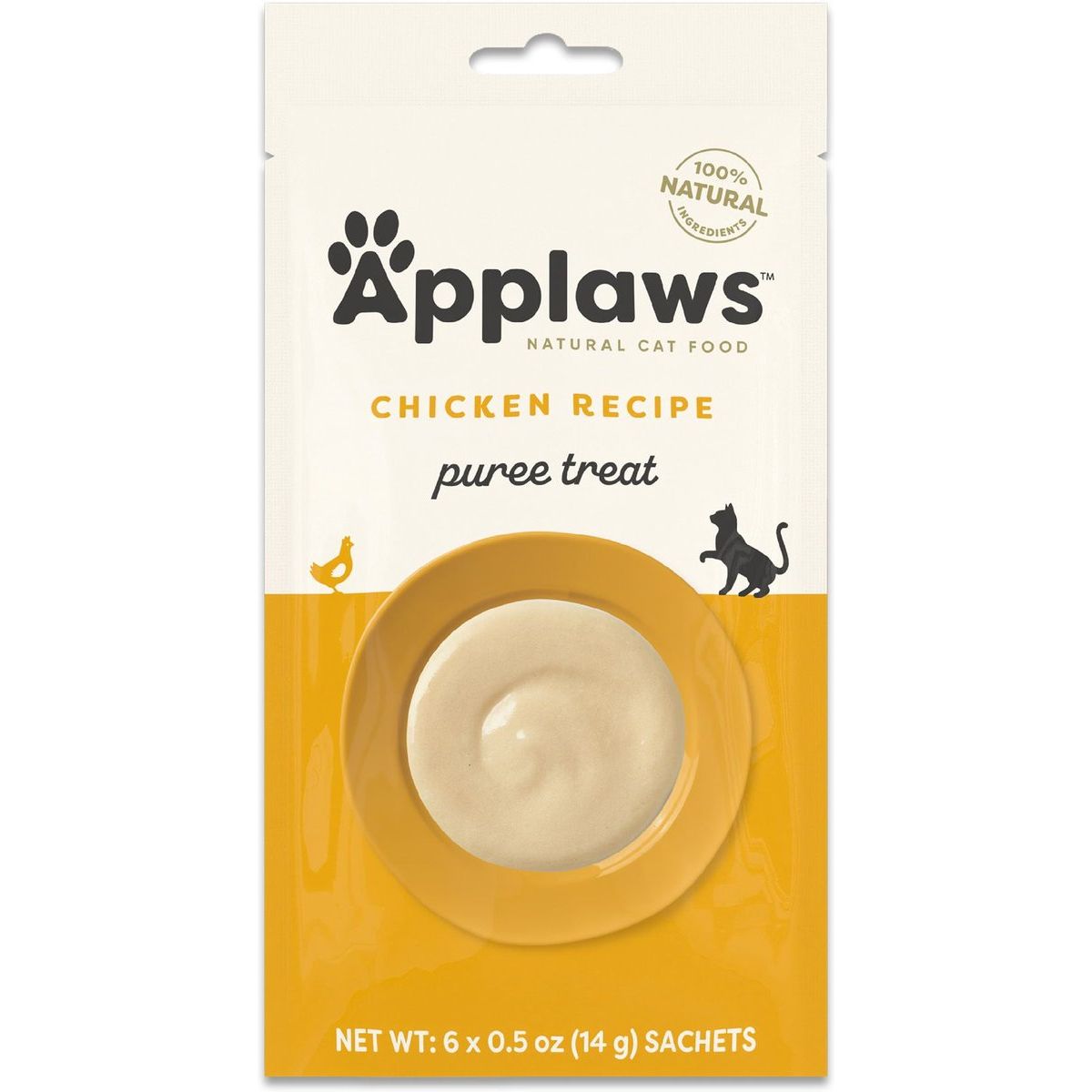 Treats para Lamer, Pollo Puree Lickable. 14 g, caja de 6. - Applaws