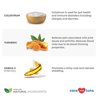 Coco and Luna Allergy Relief Immune System Health Bacon & Liver Flavor Chewable Tablets Dog Supplement, 120 count