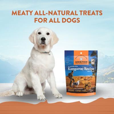 Golosinas blandas para perros Meaty Bites Kangaroo con ingredientes limitados, sin cereales y aptas para alérgicos, bolsa de 113 g