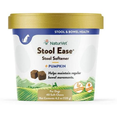 NaturVet, Stool Ease, masticables blandos con fibra de betabel y calabaza para tránsito intestinal de perros, sabor tocino y pollo, 40 unidades