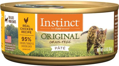 Bundle: Instinct Original Grain-Free Recipe with Real Chicken Freeze-Dried Raw Coated Dry Food + Pate Real Chicken Recipe Wet Canned Cat Food