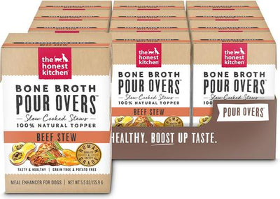 Bundle: The Honest Kitchen Bone Broth POUR OVERS Beef Stew + Superfood Turkey Stew with Veggies Wet Dog Food Topper