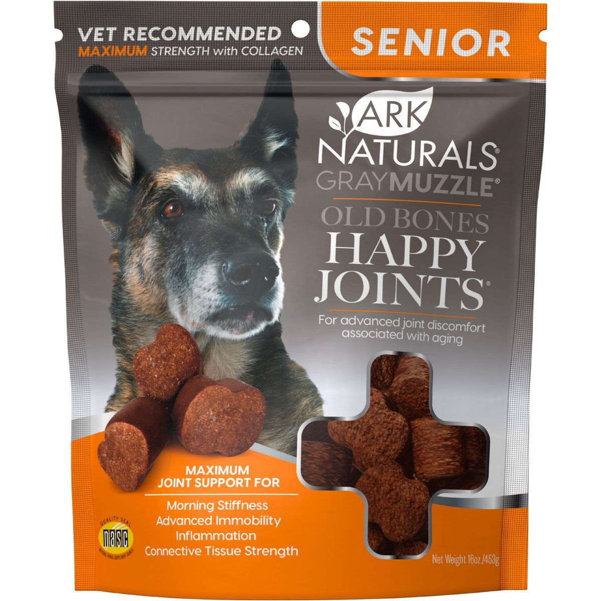 Gray Muzzle Old Bones Happy Joints Maximum Strength Soft Chews Senior. 455 g. - Ark Naturals
