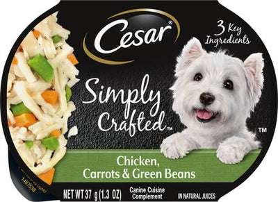 Simply Crafted - Alimento húmedo para perros con pollo, zanahorias y judías verdes (ingredientes limitados), 1.3 oz (caja de 10)