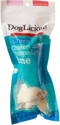 DogLicious 6 - 7" Chicken Wrapped Bone Rawhide Dog Treat