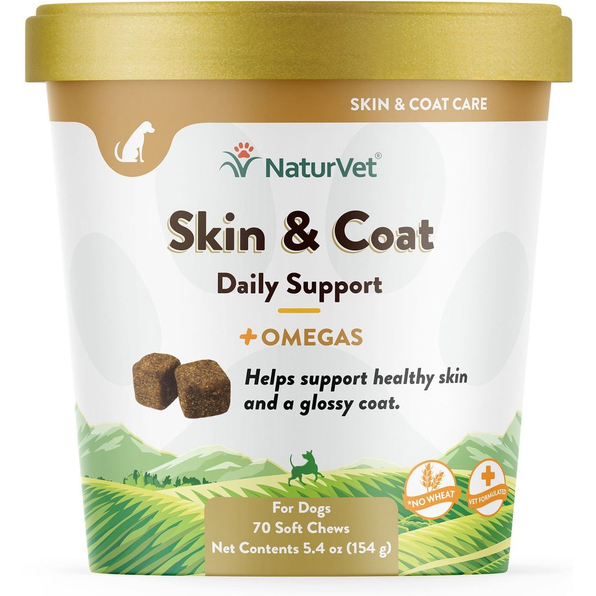 NaturVet Skin & Coat Plus Breath Aid para perros, 70 masticables