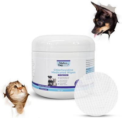 Toallitas con aroma a clorhexidina y ketoconazol para perros, gatos y mascotas pequeñas (50 unidades)
