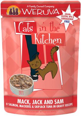 Bundle: Weruva Cats in the Kitchen Mack, Jack & Sam Salmon, Mackerel & Tuna Recipe + Cats in the Kitchen Pumpkin Jack Splash Tuna in Pumpkin Soup Cat Food Pouches
