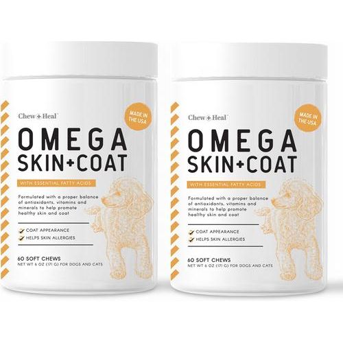 Suplemento Omega Skin + Coat para perros, paquete de 2, 360 unidades