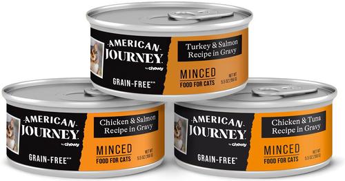 Minced Chicken & Salmon Recipe in Gravy Grain-Free Canned Cat Food, 3-oz can, case of 24