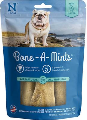 Bone-A-Mints - Premios dentales grandes para perros con sabor a menta (4 unidades)
