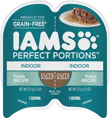 Perfect Portions Indoor Tuna Recipe Grain-Free Cuts in Gravy Adult Wet Cat Food Trays, 2.6-oz, case of 24 twin-packs