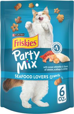 Party Mix Seafood Lovers Crunch Flavor Crunchy Cat Treats, 6-oz bag