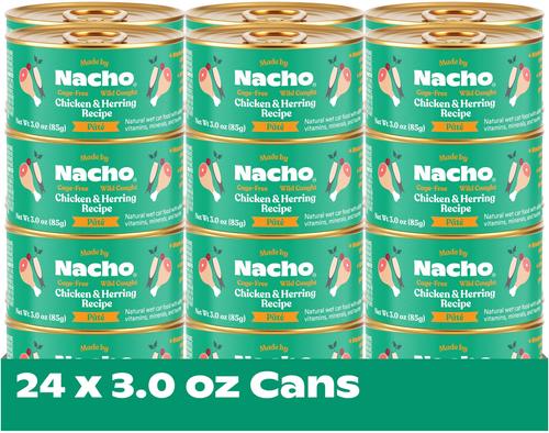 Made by Nacho WIld-Caught Chicken & Herring Recipe Grain-Free Pate Wet Cat Food, 3-oz can, case of 24