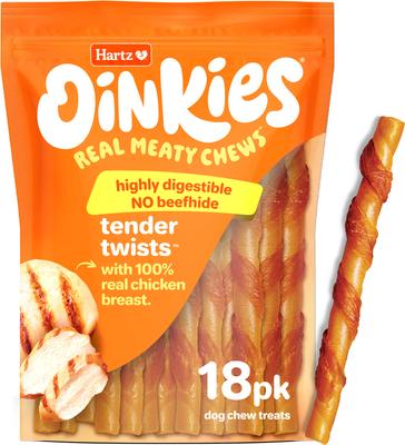 Oinkies Tender Twists with 100% Real Chicken Breast Rawhide-Free Natural Dog Treats, 36 count