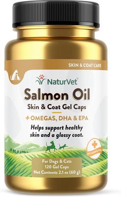 Salmon Oil Plus Omegas Softgels Skin & Coat Supplement for Cats & Dogs, 120 count