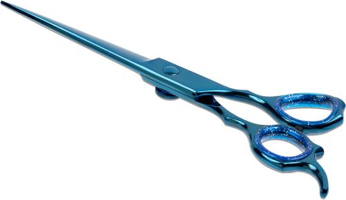 Straight Dog Grooming Scissors with Finger Rest & Case, 7-in, Blue