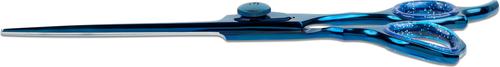 Straight Dog Grooming Scissors with Finger Rest & Case, 7-in, Blue
