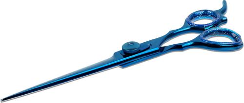Straight Dog Grooming Scissors with Finger Rest & Case, 7-in, Blue