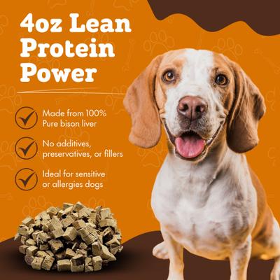 Single Ingredient Bison Liver Freeze-Dried Dog & Cat Treats, 4-oz bag