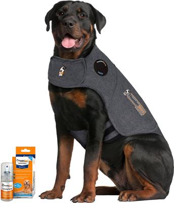 Bundle: ThunderShirt Classic Anxiety & Calming Vest, Heather Grey, X-Small + ThunderEase Pheromone Spray for Dogs