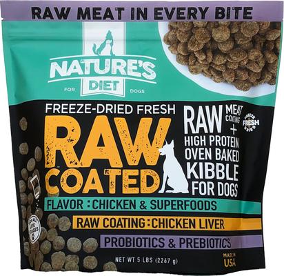 Raw Coated Kibble Raw Chicken Liver & Bone Broth Coating Freeze-Dried Dog Food, 5-lb bag